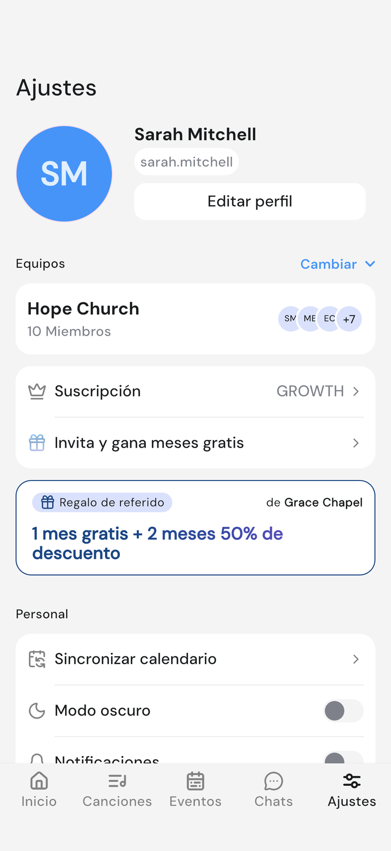 Settings screen relabeled in Español right after choosing it