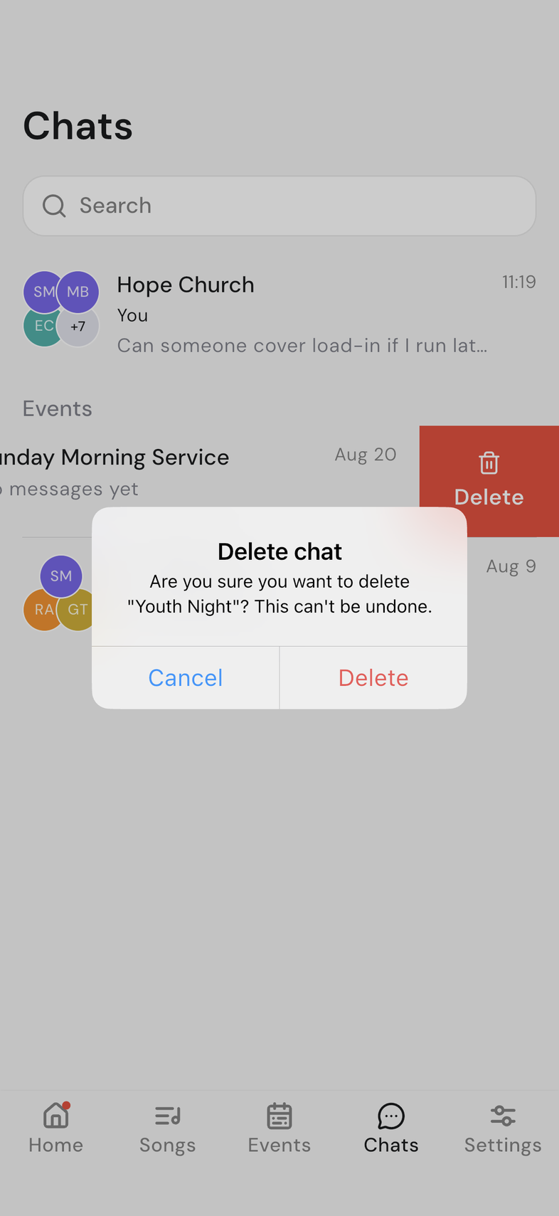 Delete confirmation dialog with Delete highlighted